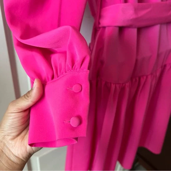 KARL LAGERFELD PARIS Belted Zip Up A Line Dress - Picture 4 of 8